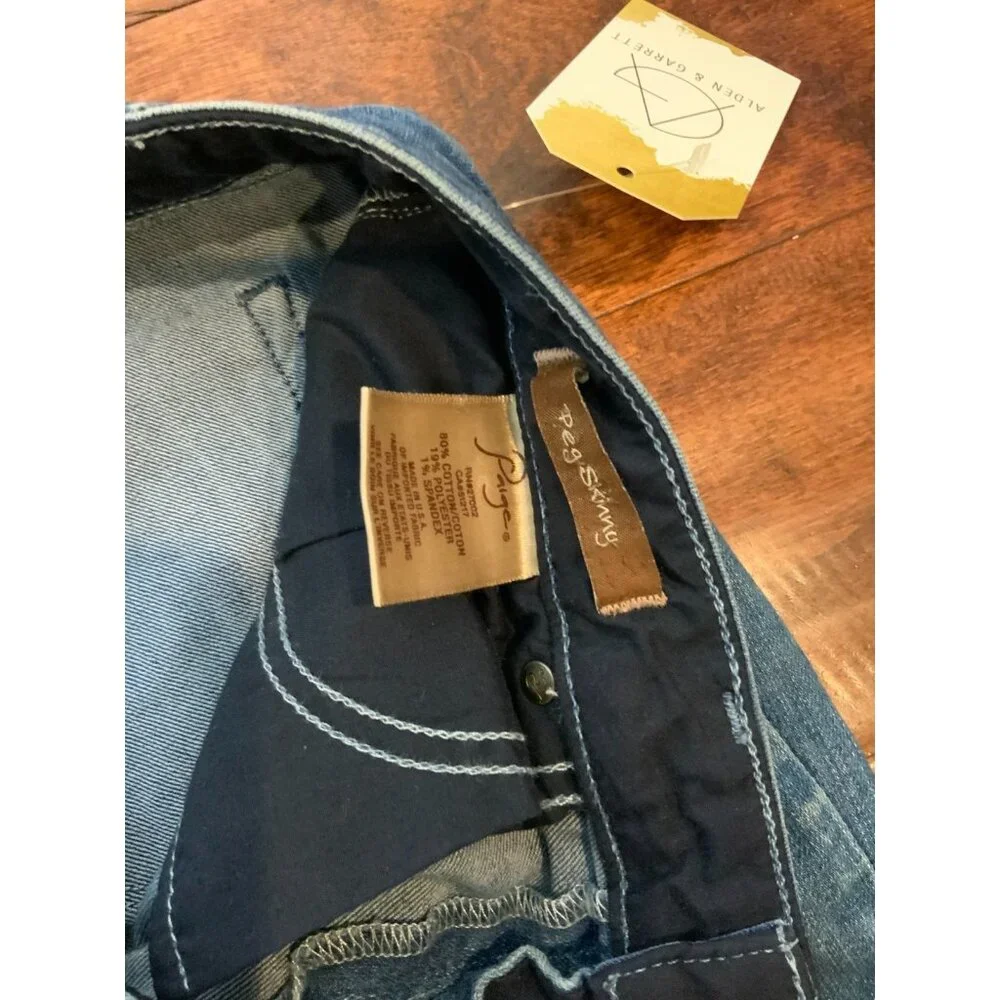 Paige Blue Medium Wash Denim Peg Skinny Ankle Crop Jeans, Size 29